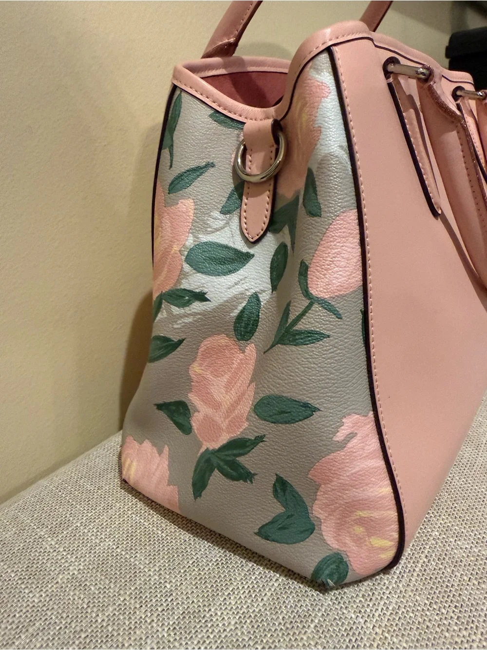 Coach F25868 Margot Caryall Pink Multi Camo Rose Floral Print Satchel Crossbody